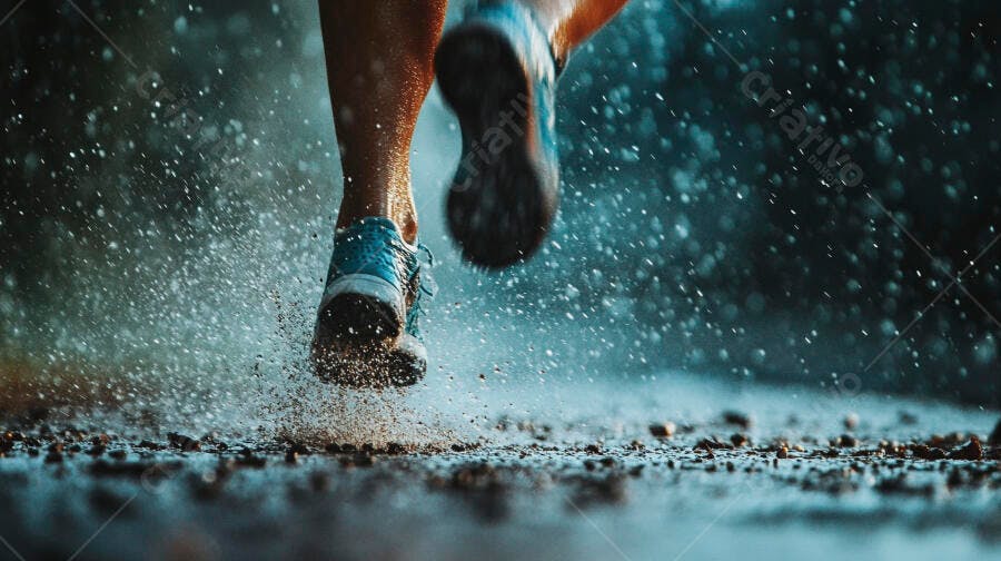 Foto Pés Correndo Chuva Exercício ao Ar Livre Esporte