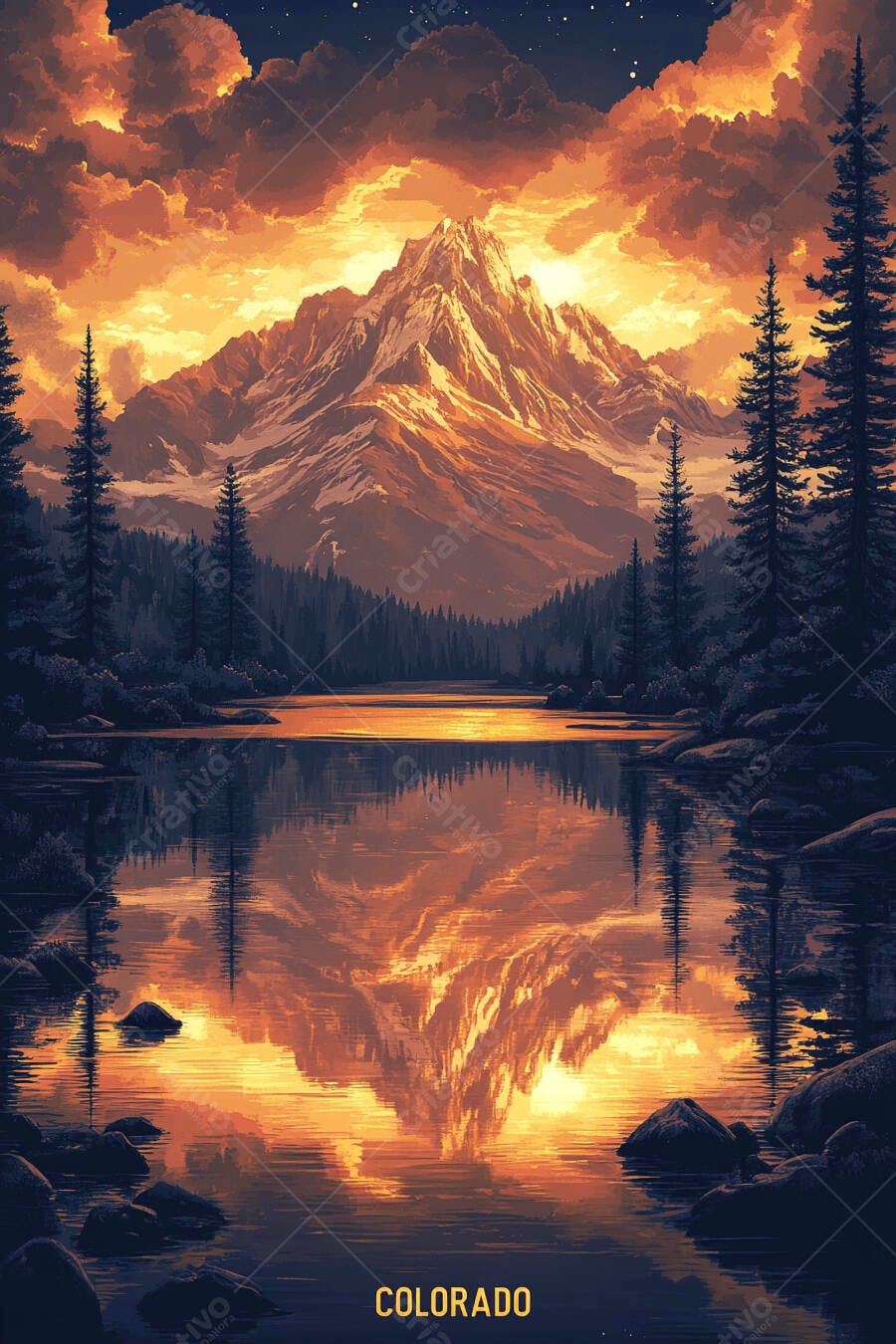 Montanhas Rochosas Colorado Pôr do Sol Lago Reflexo