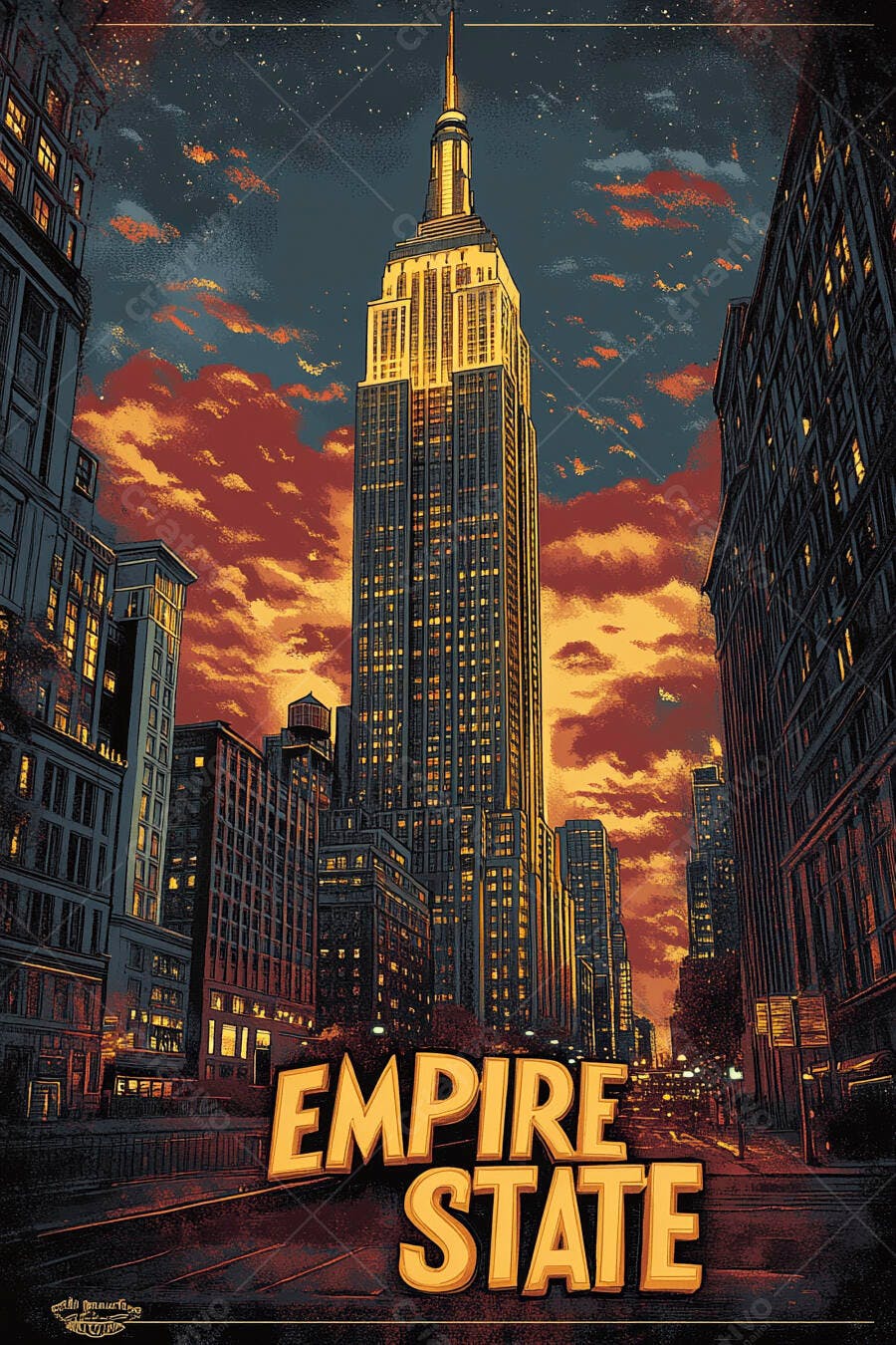 Arranha-céu Empire State Building iluminado ao entardecer em Nova York