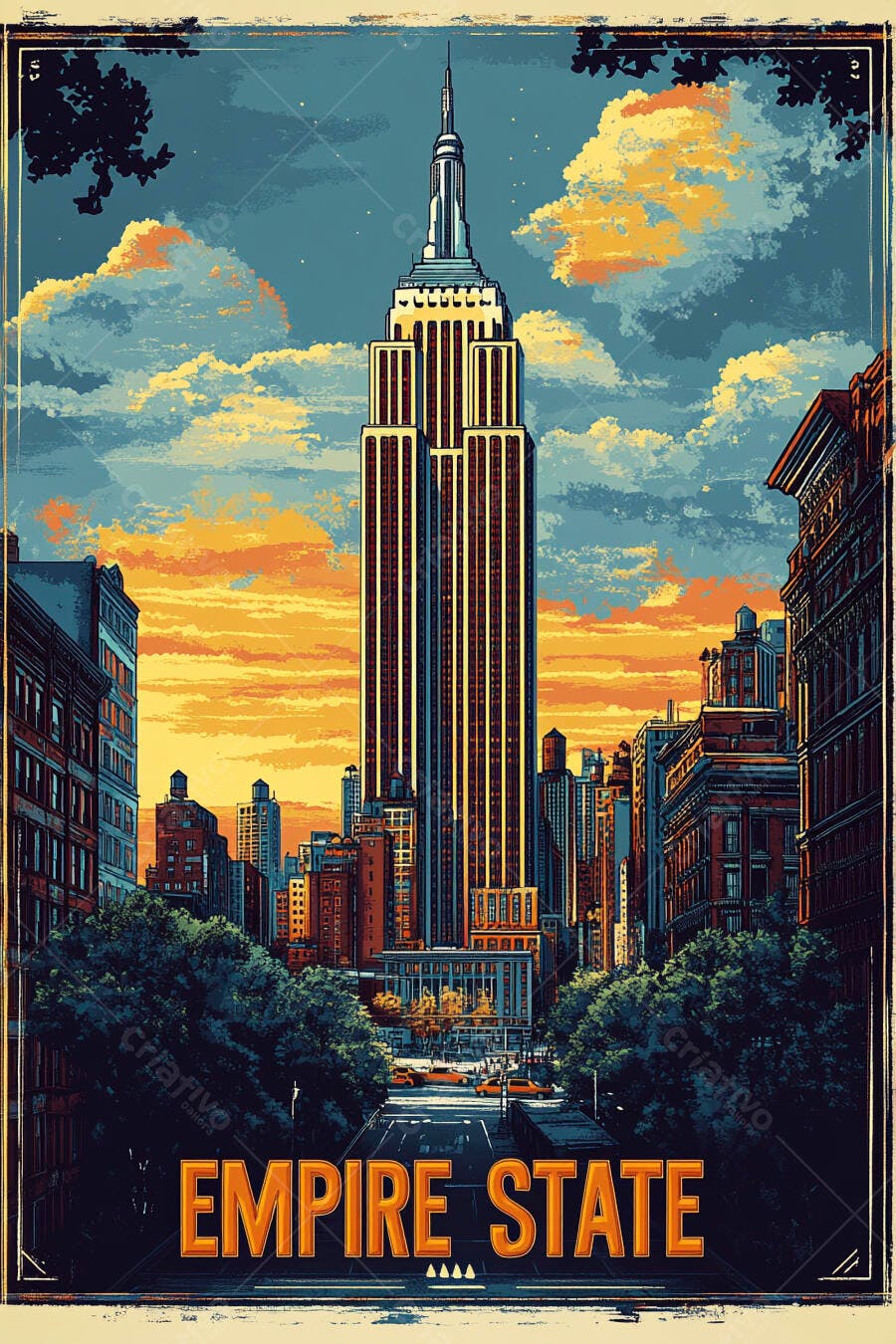Empire State Building Nova York pôr do sol urbano vibrante