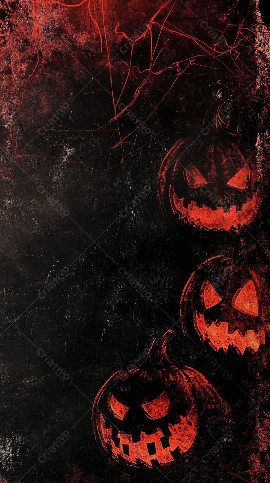 Abóboras de Halloween vermelhas em fundo grunge escuro e assustador