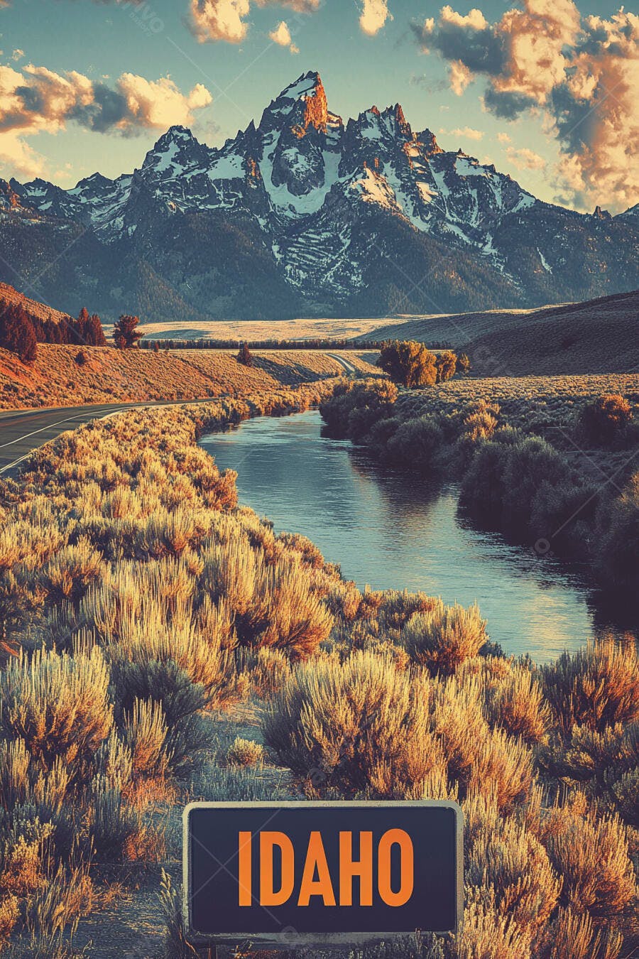 Montanhas Grand Teton rio Snake vale Idaho amanhecer