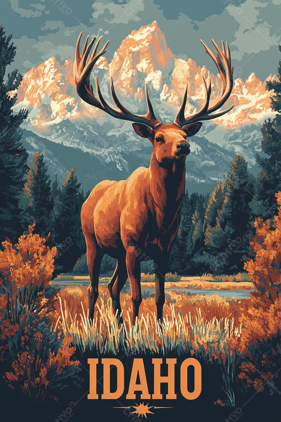 Veado majestoso em floresta montanhosa com folhagem outonal Idaho