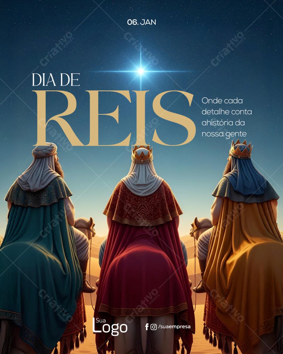 Post Redes Sociais para Dia de Reis PSD Editável