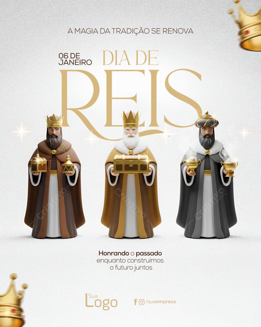 Flyer Dia de Reis 06 de Janeiro PSD Editável
