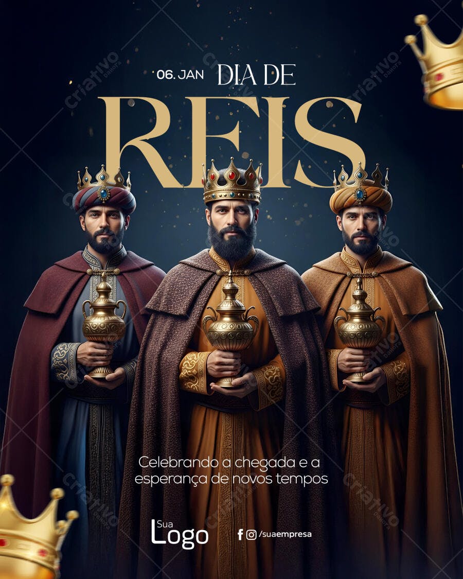 Flyer Dia de Reis Celebração Três Magos PSD Editável