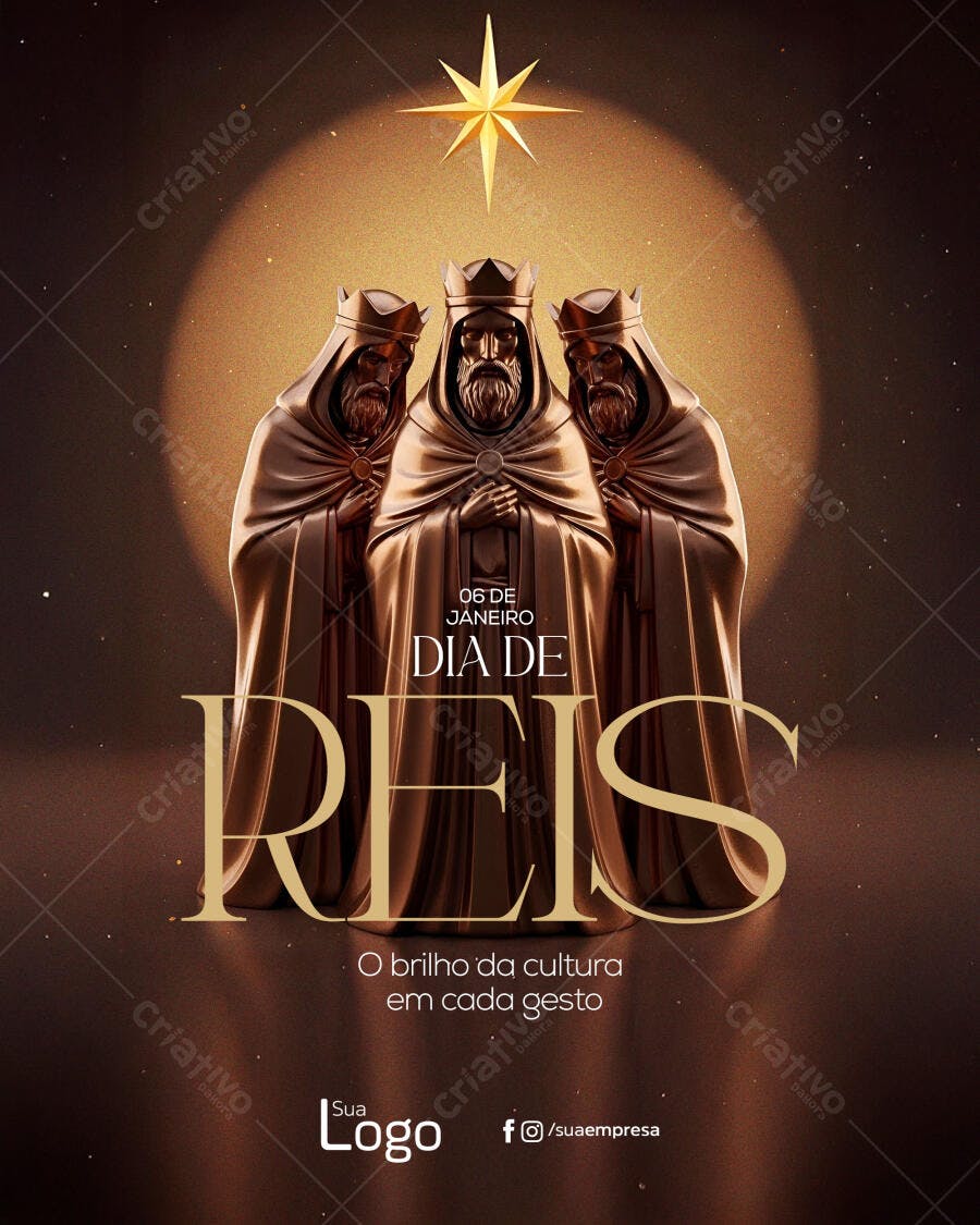 Flyer para Dia de Reis 06 de Janeiro PSD Editável