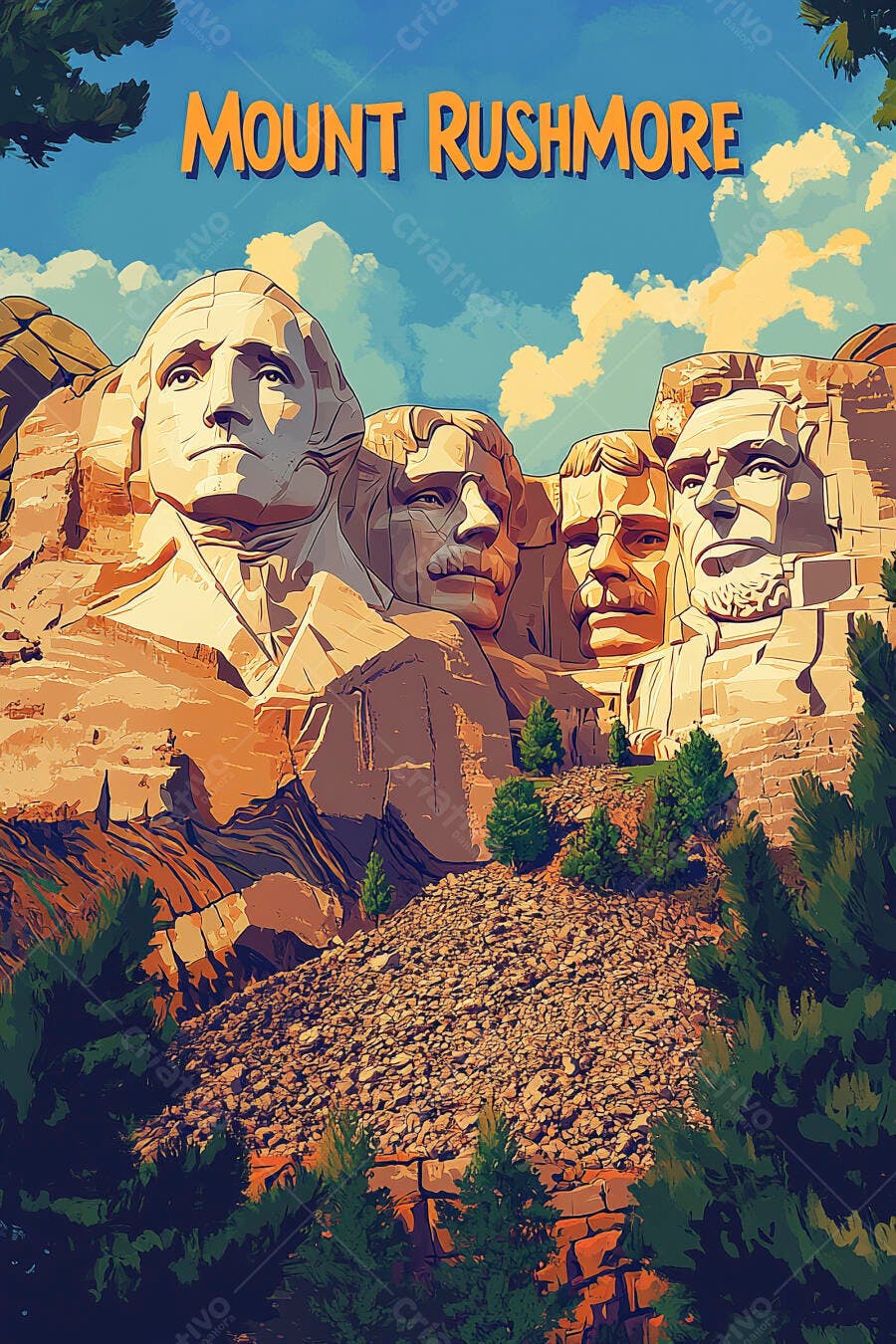 Monumento Mount Rushmore rostos de presidentes americanos e céu azul