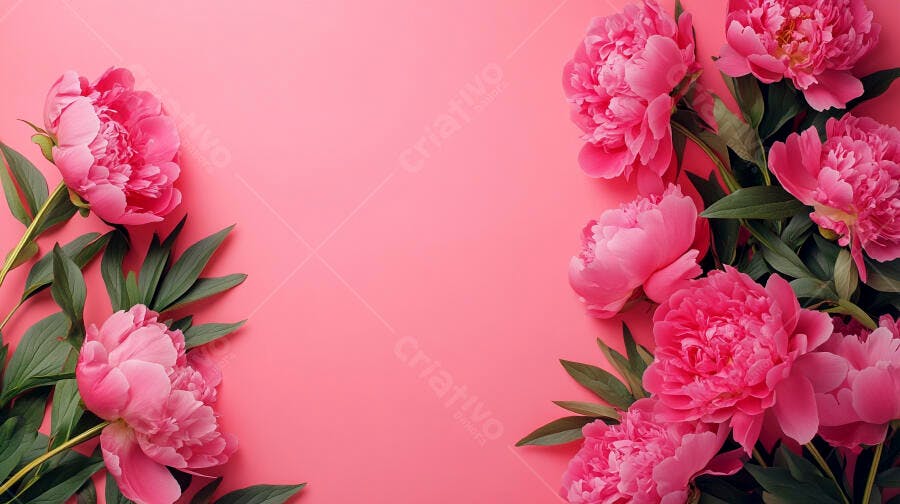 Peônias cor de rosa vibrantes em fundo rosa pastel em estúdio
