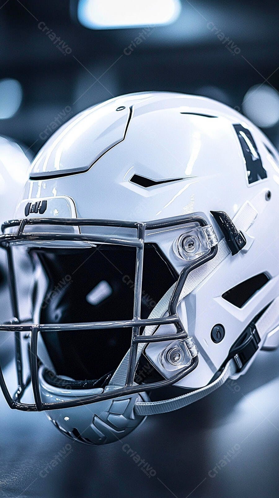 Capacete de futebol americano branco com grade preta e número 4 equipamento esportivo