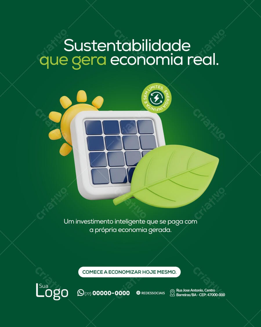 Flyer Digital Sustentabilidade que gera economia real Psd Editável
