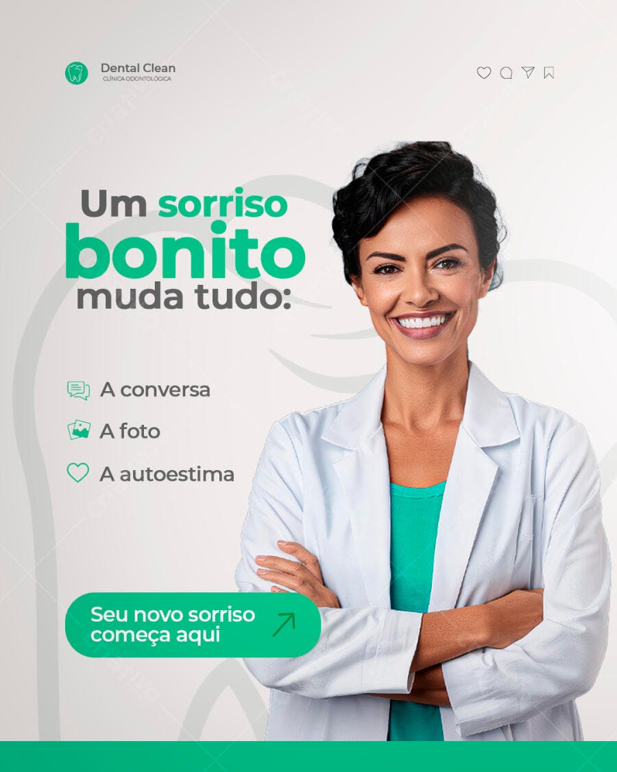 Flyer Digital para Clínica Odontológica Sorriso Bonito PSD Editável