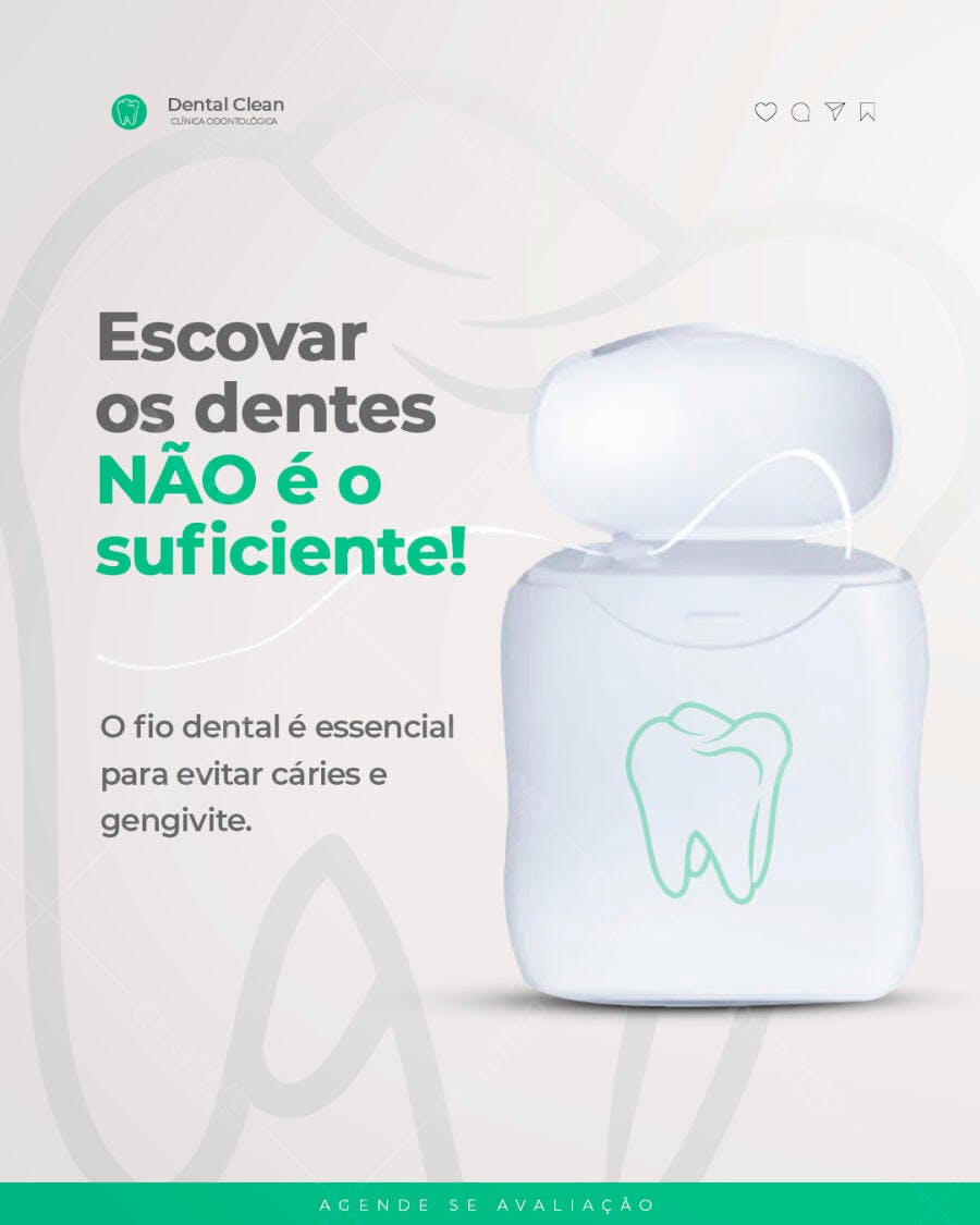 Post para Saúde Bucal e Uso de Fio Dental PSD Editável