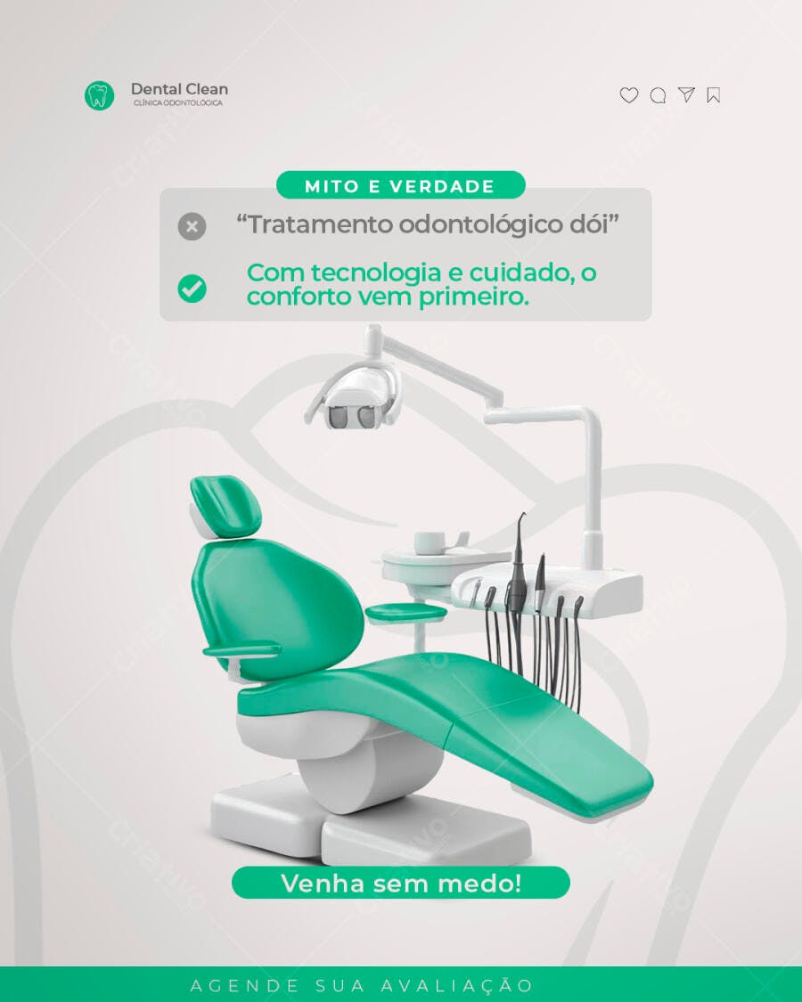 Post Odontologia Mito e Verdade Tratamento Sem Medo PSD Editável