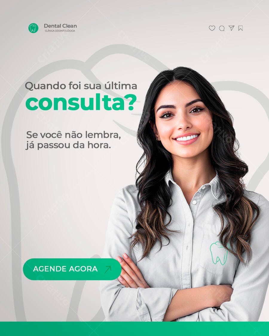Post Redes Sociais Lembrete Consulta Odontológica PSD Editável