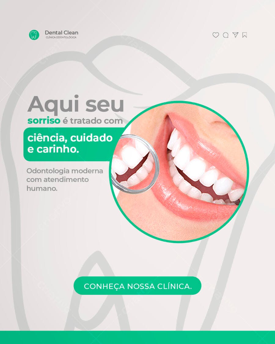 Post para Clínica Odontológica Sorriso Tratado com Cuidado PSD Editável