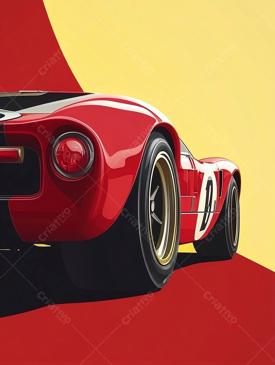 Carro de corrida clássico vermelho ilustração vetorial em fundo dinâmico