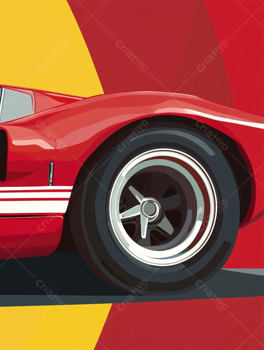 Carro esportivo clássico vermelho ilustração estilo pop art