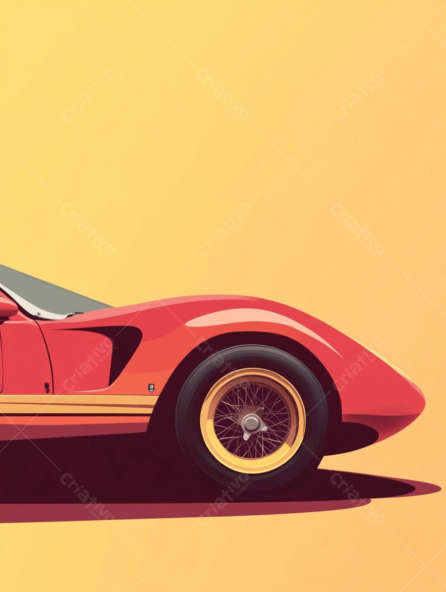 Carro esportivo vermelho vintage em ilustração de perfil lateral