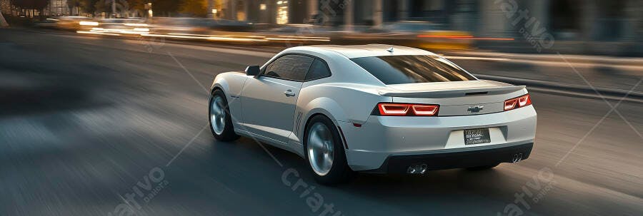 Chevrolet Camaro prata em movimento rápido na rua urbana noturna