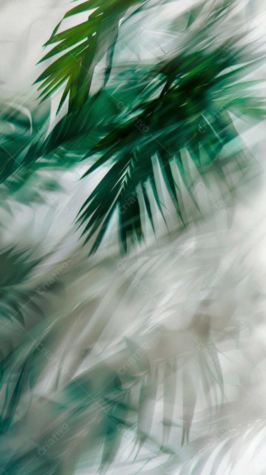 Folhas de palmeira verdes em movimento fundo abstrato suave