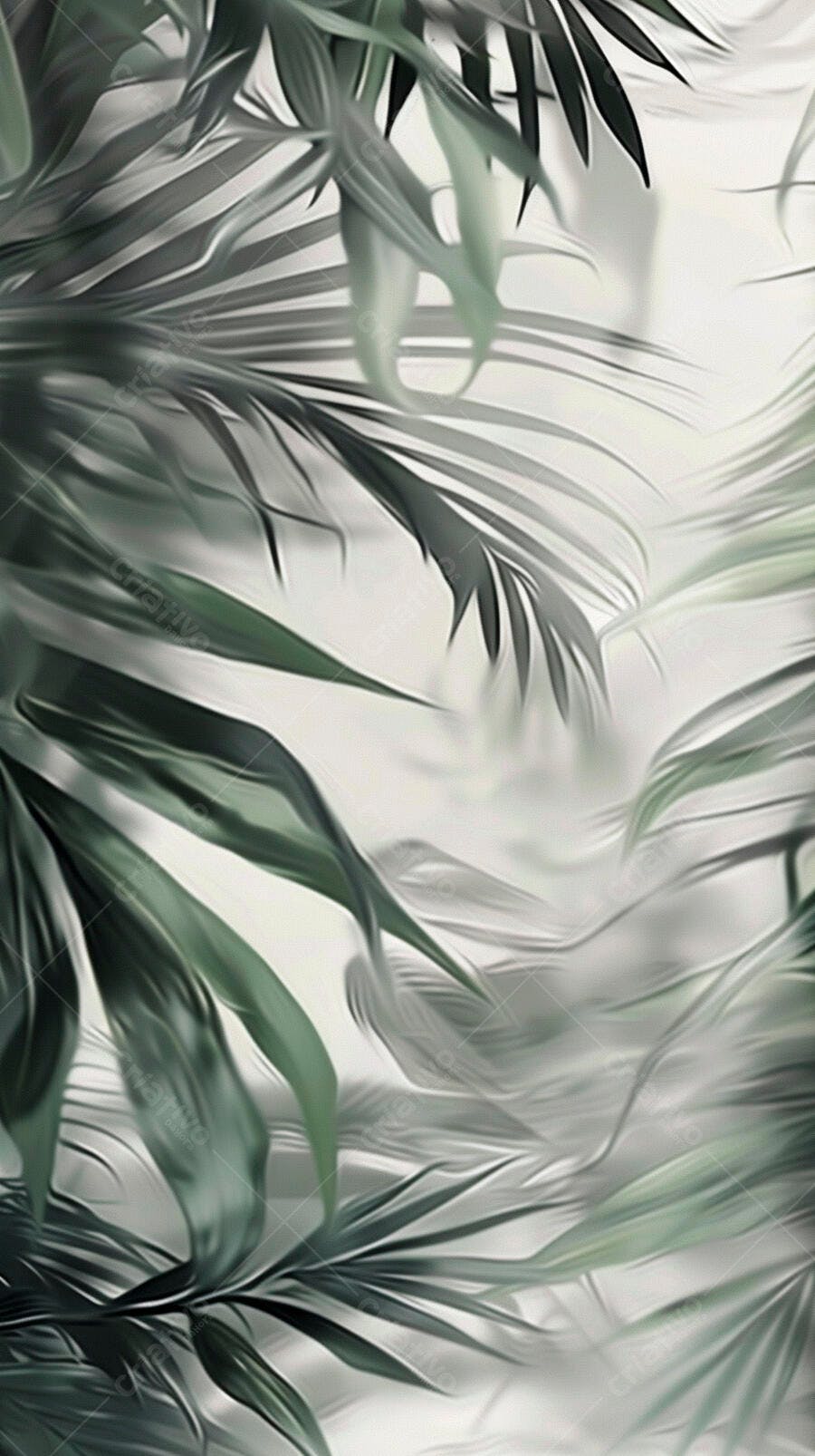 Folhas tropicais verdes em fundo claro abstrato e suave
