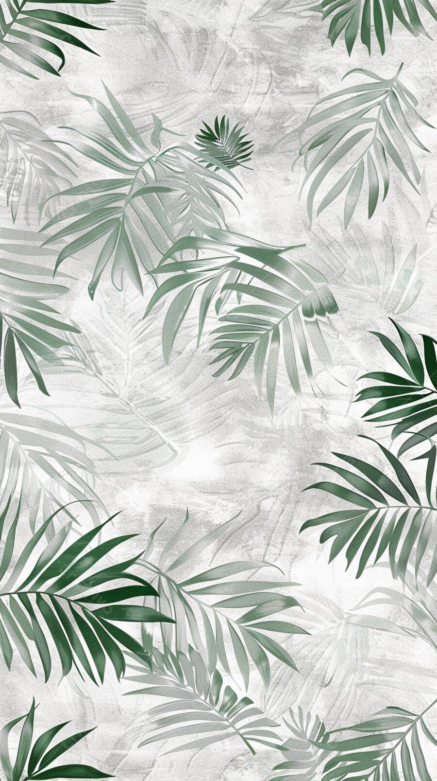 Folhas de palmeira verdes em padrão tropical elegante sobre fundo cinza claro
