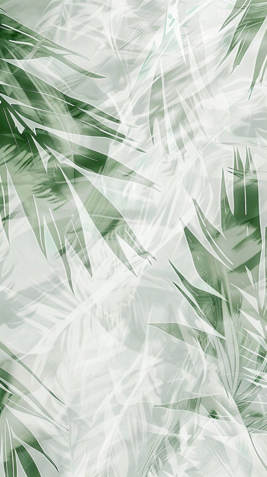 Padrão abstrato de folhas tropicais em tons de verde e branco