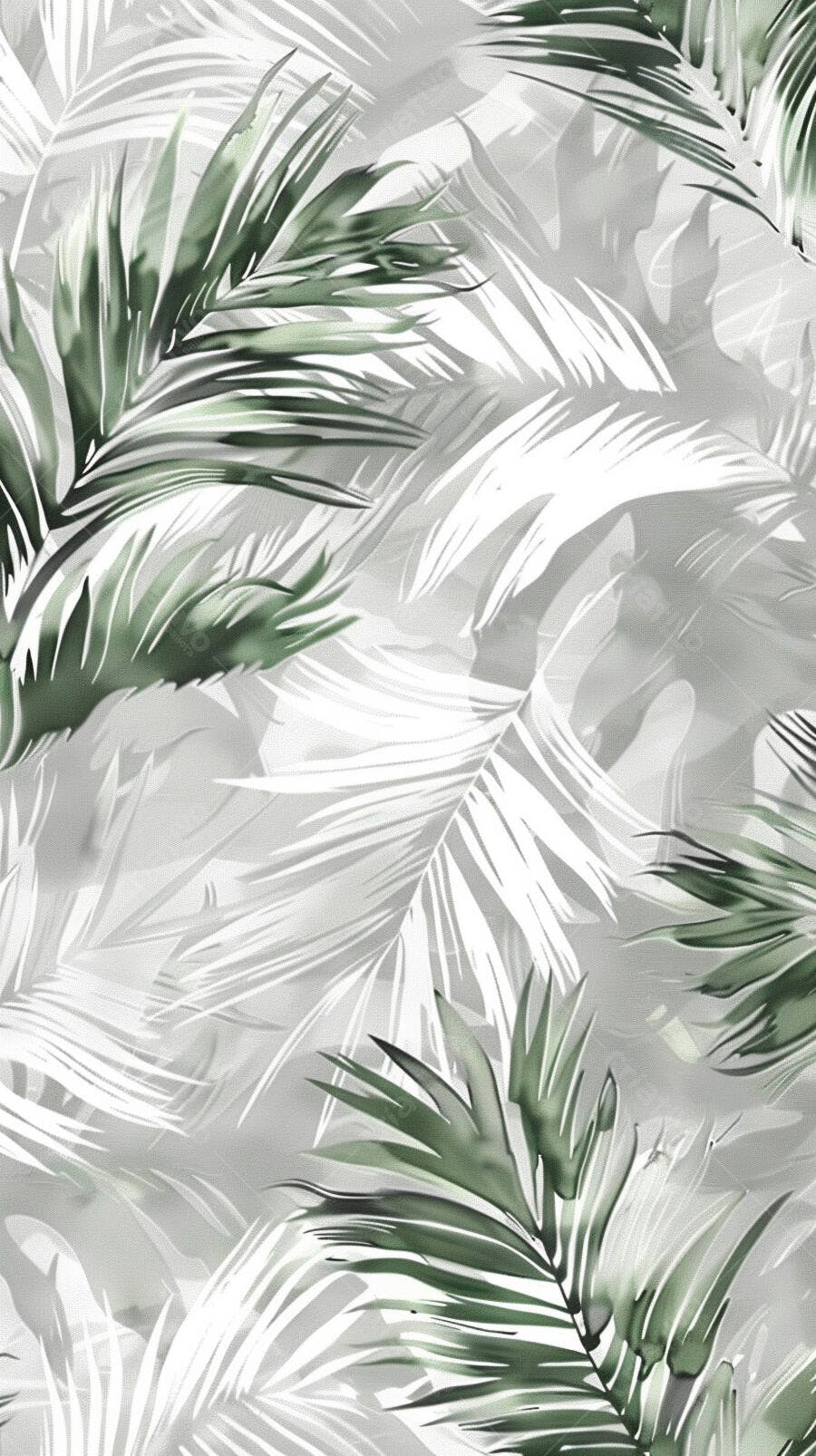 Palmeiras tropicais folhas verdes e brancas padrão abstrato