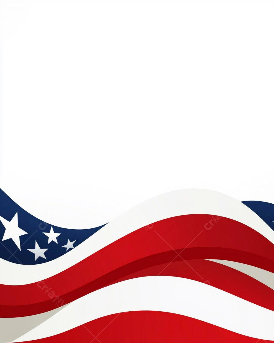 Bandeira Americana ondulada abstrata design de fundo branco