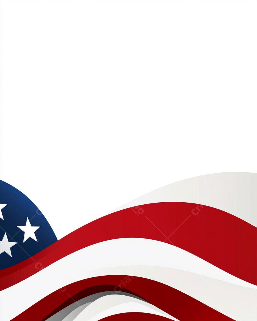 Bandeira americana ondulando em fundo branco design patriótico abstrato