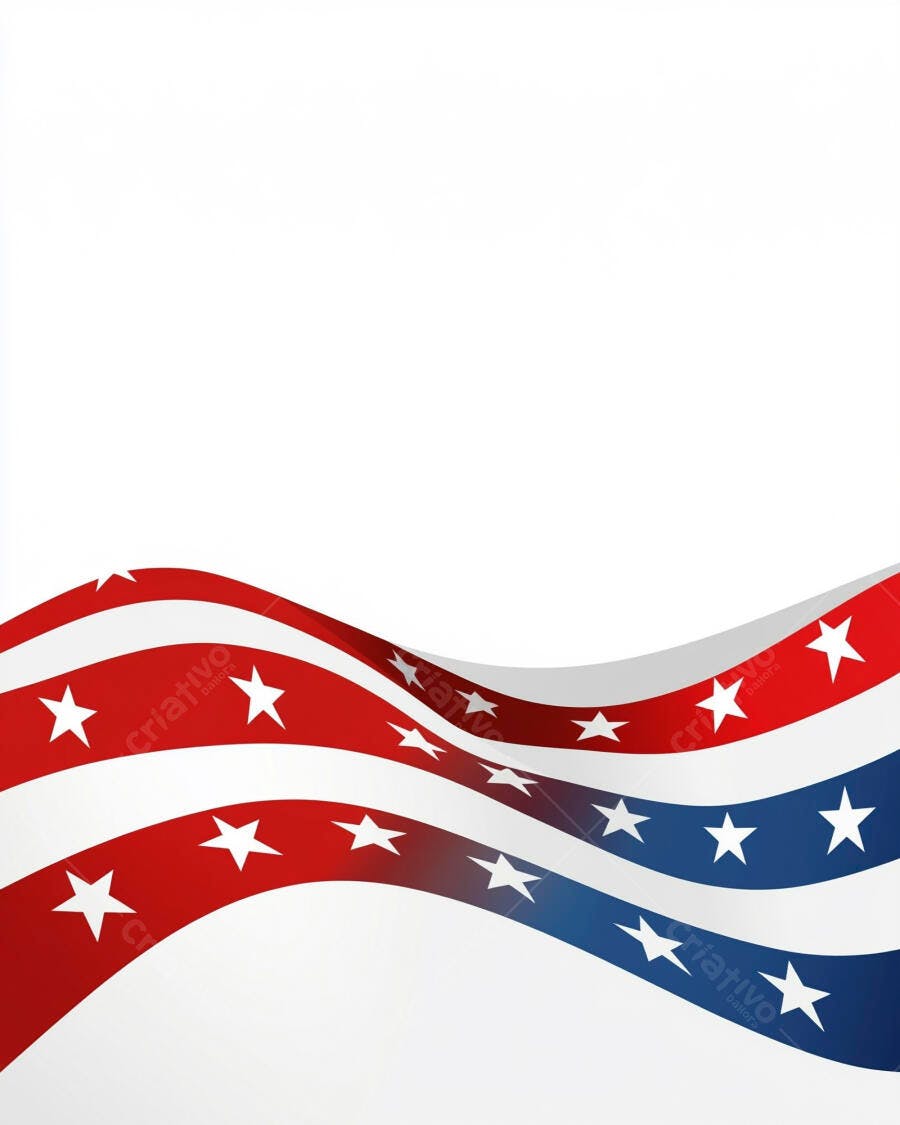 Bandeira Americana ondulada com estrelas e listras vermelhas brancas e azuis