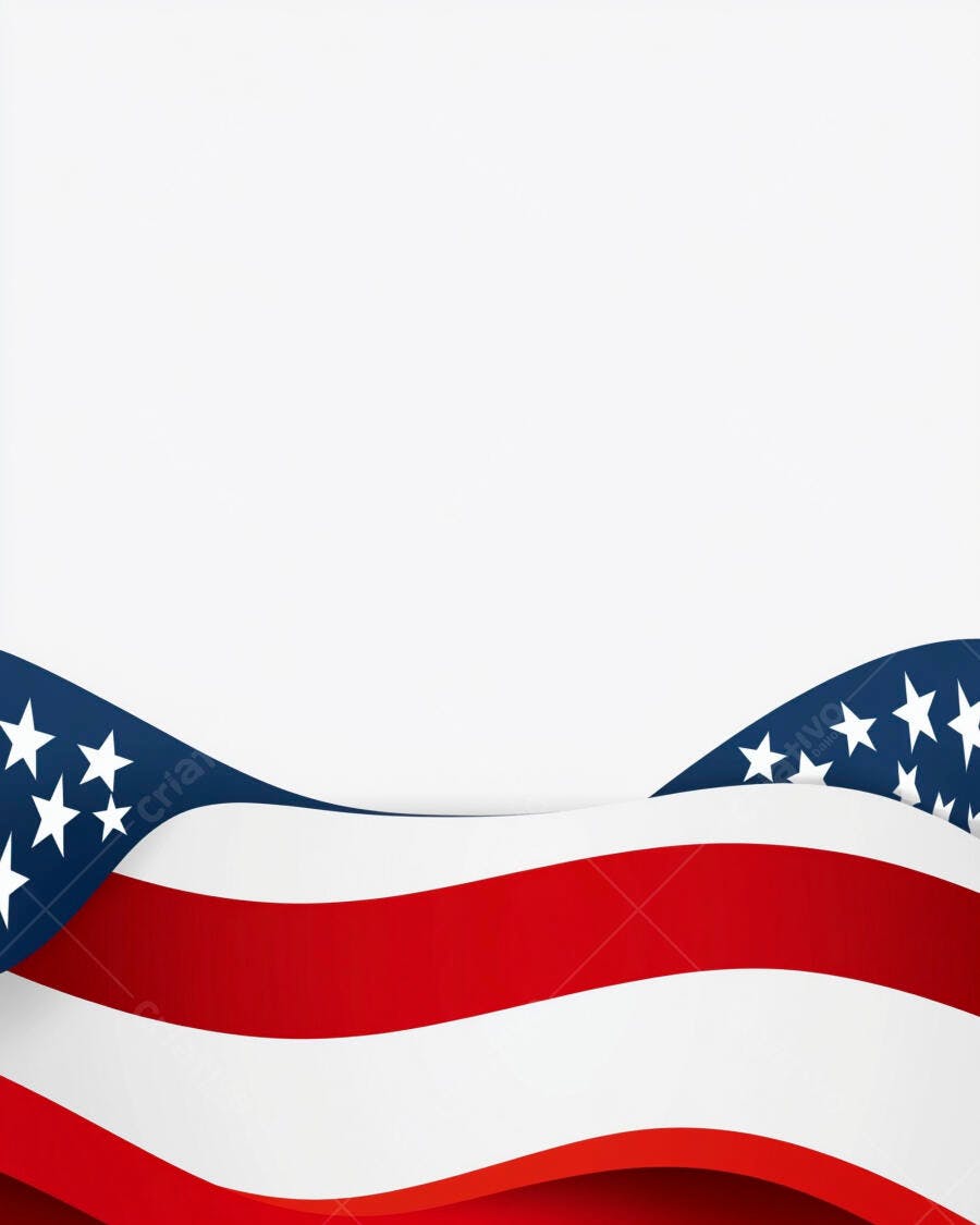 Bandeira americana ondulada vermelha branca e azul em fundo branco