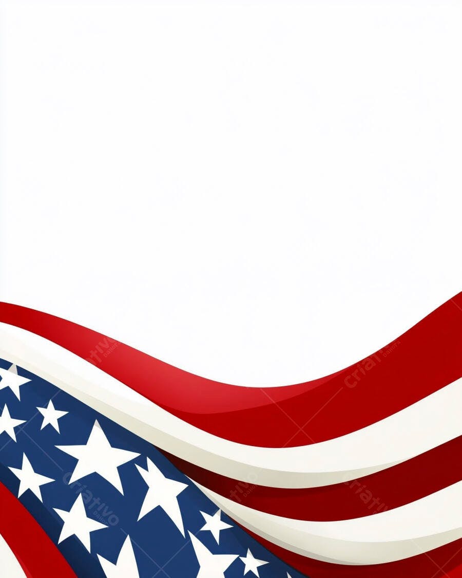 Bandeira americana ondulada borda design patriota fundo branco