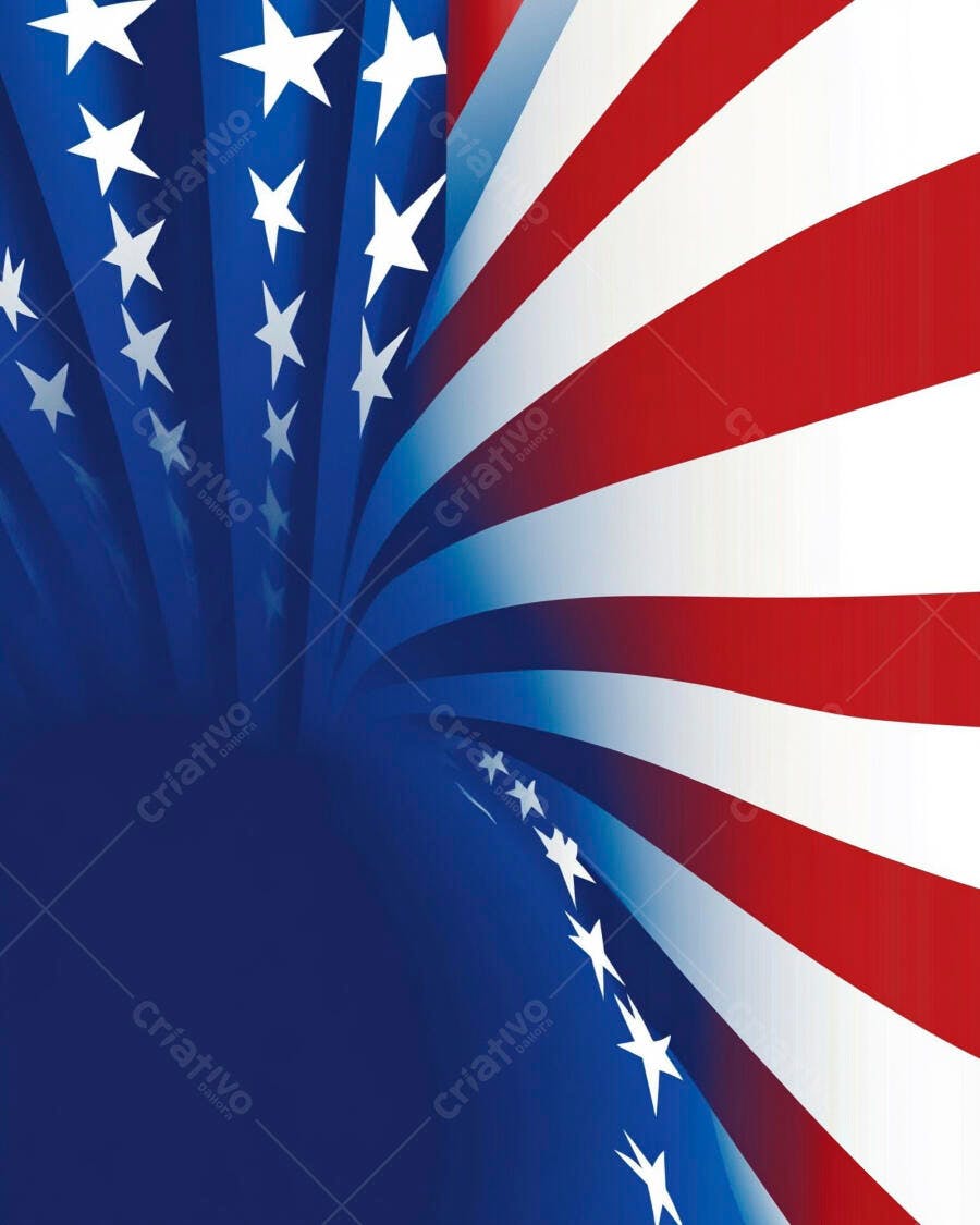 Bandeira Americana estilizada com estrelas e listras onduladas