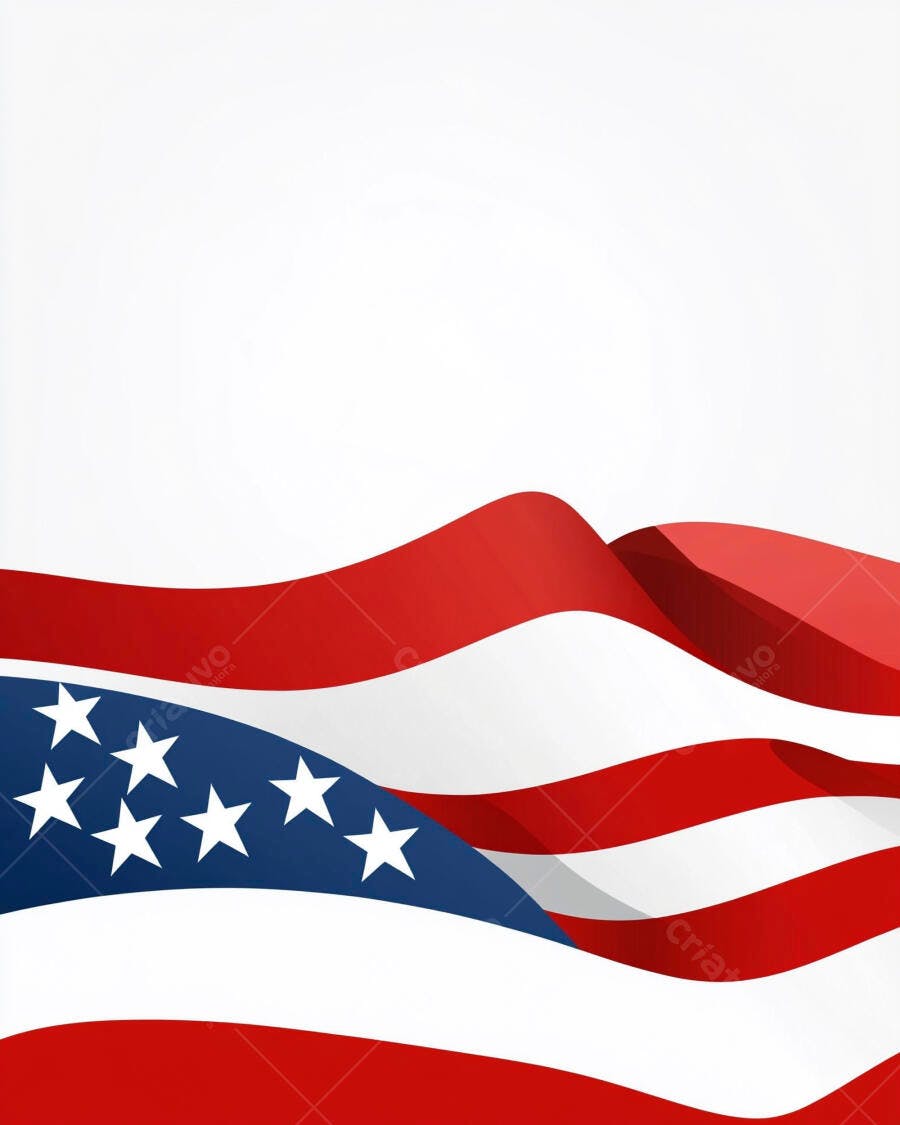 Bandeira Americana ondulando fundo branco abstrato design gráfico