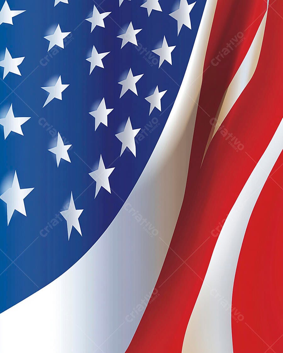 Bandeira Americana ondulante com estrelas e listras vibrantes fundo patriótico
