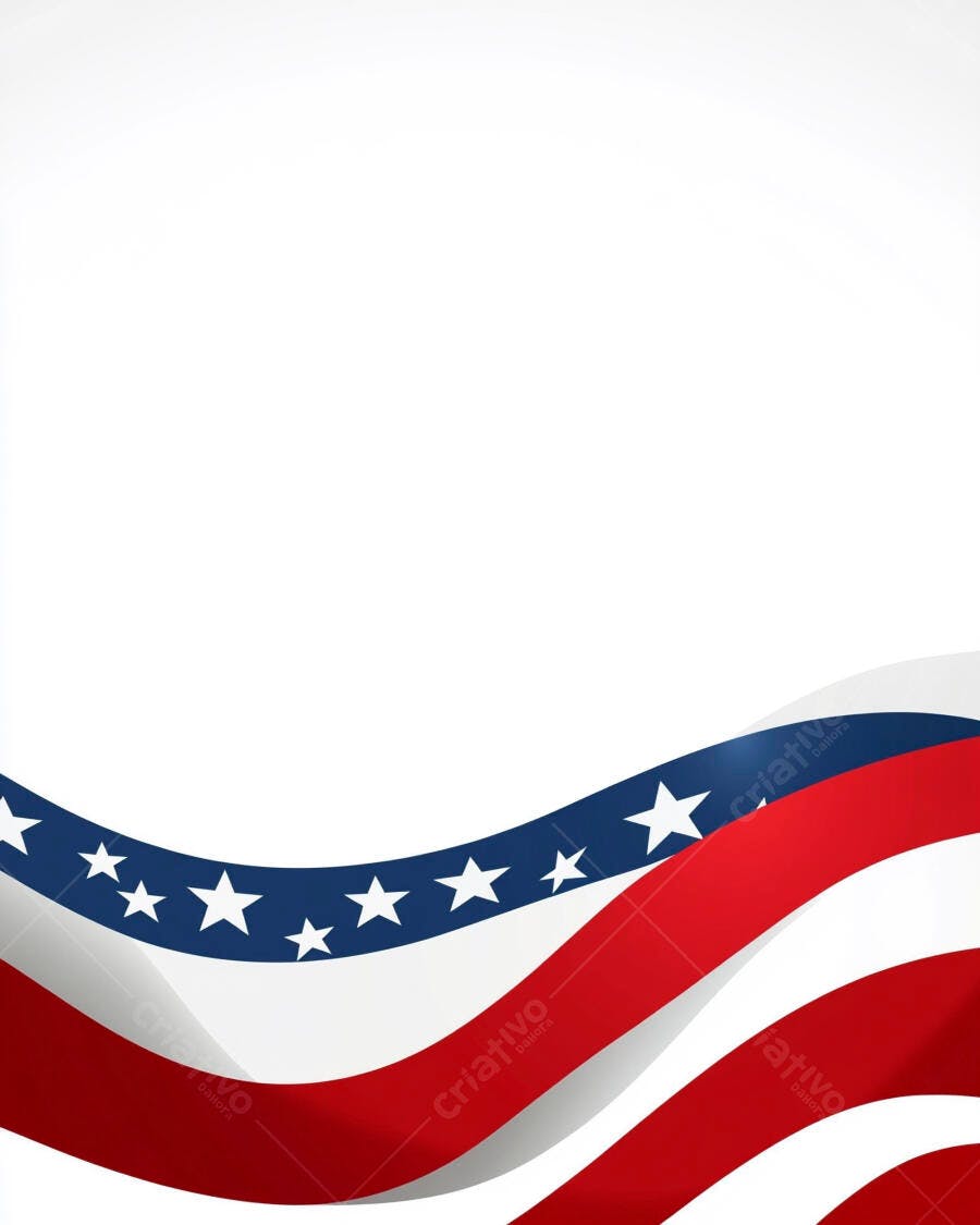 Bandeira Americana estilizada ondulada com estrelas e listras