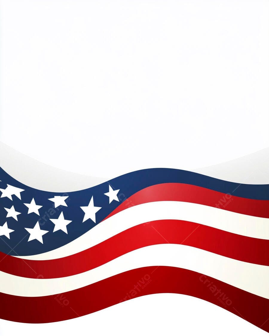 Bandeira americana ondulada vermelha branca e azul com espaço em branco para texto