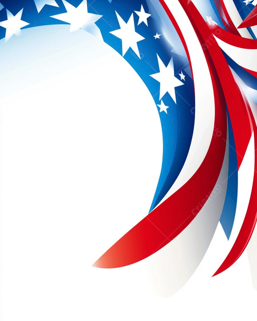 Bandeira americana abstrata estilizada com estrelas e listras em ondas