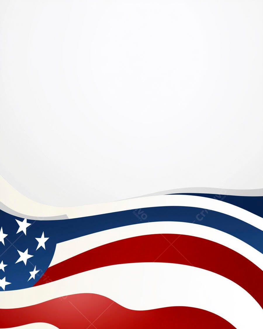 Design de Bandeira Americana ondulada com fundo branco patriótico