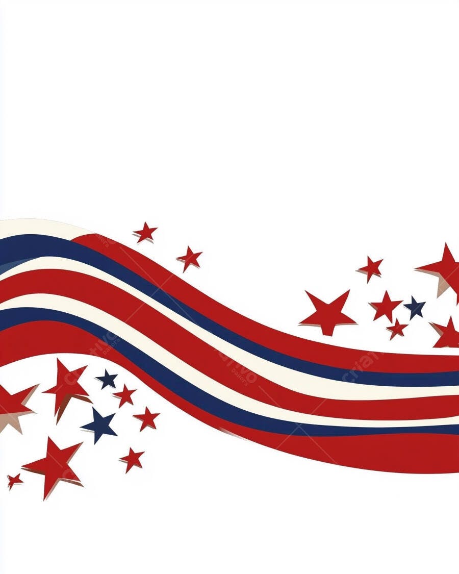 Faixa ondulada patriótica estrelas americanas vermelho azul branco