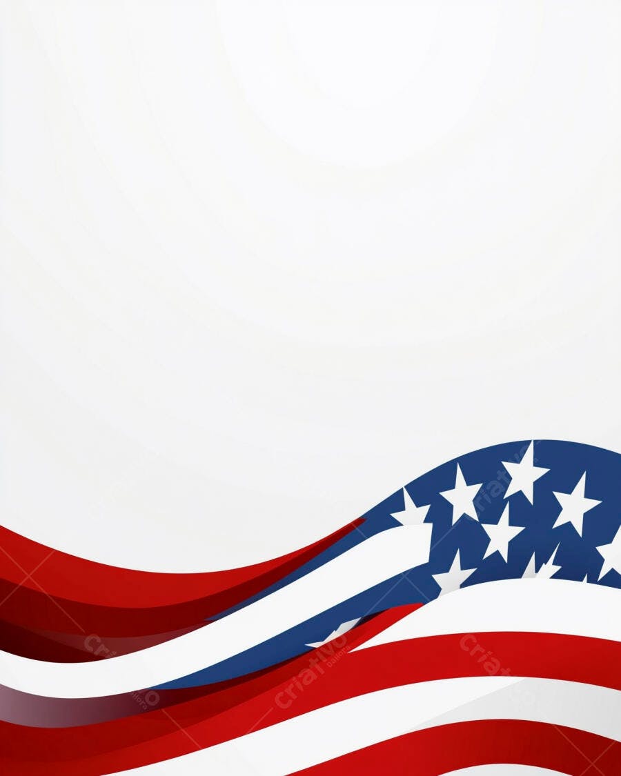 Bandeira americana ondulada vermelha branca e azul em fundo claro