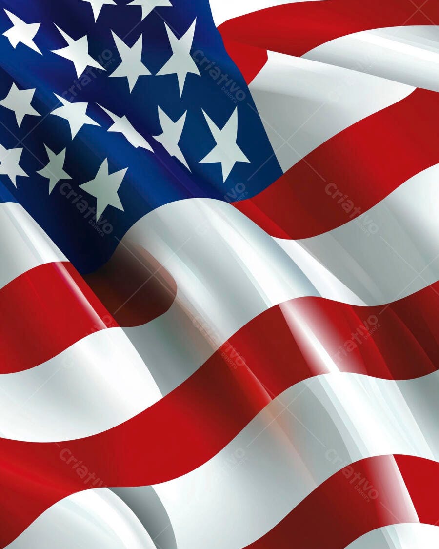 Bandeira dos Estados Unidos ondulando vibrante com cores fortes