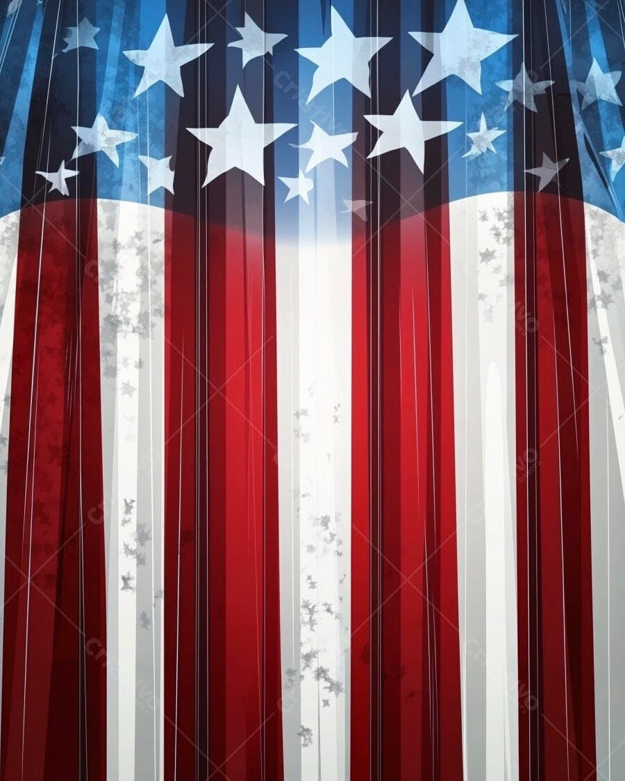 Bandeira Americana abstrata com listras e estrelas efeito grunge patriótico