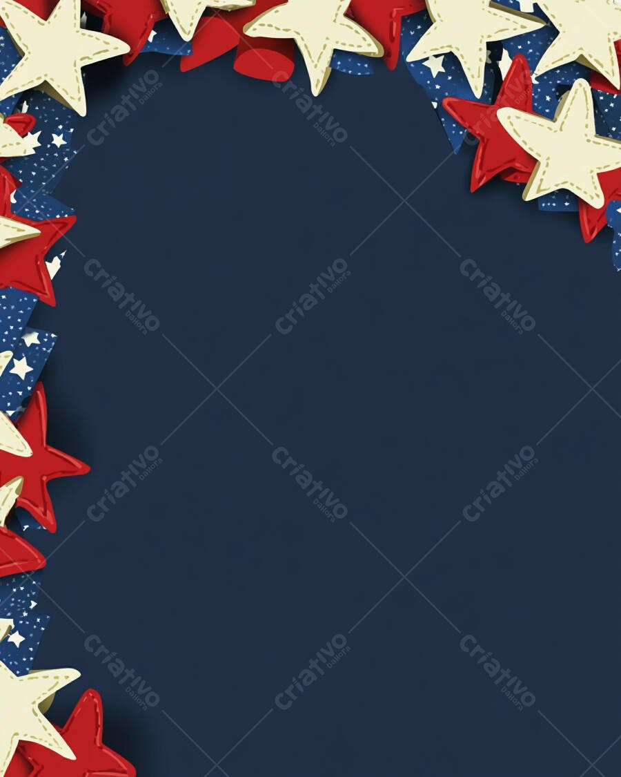 Moldura patriótica americana com estrelas vermelhas brancas e azuis