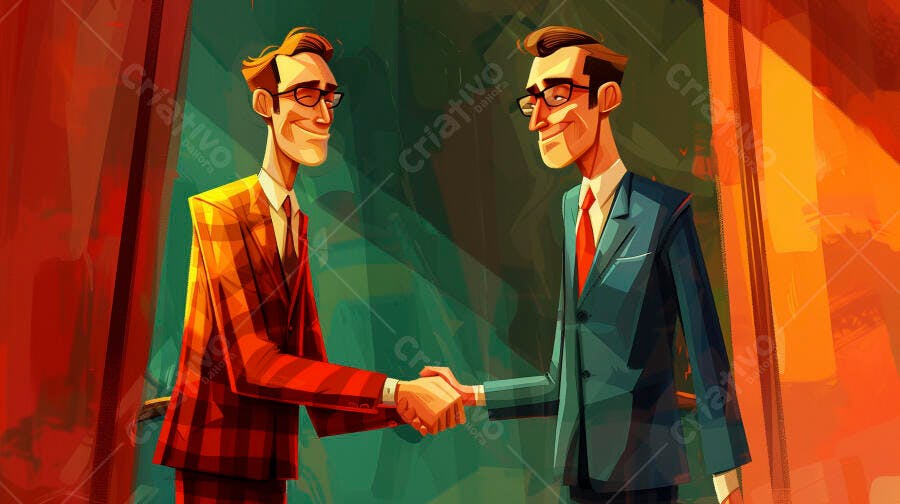 Dois homens de terno apertando as mãos em acordo profissional
