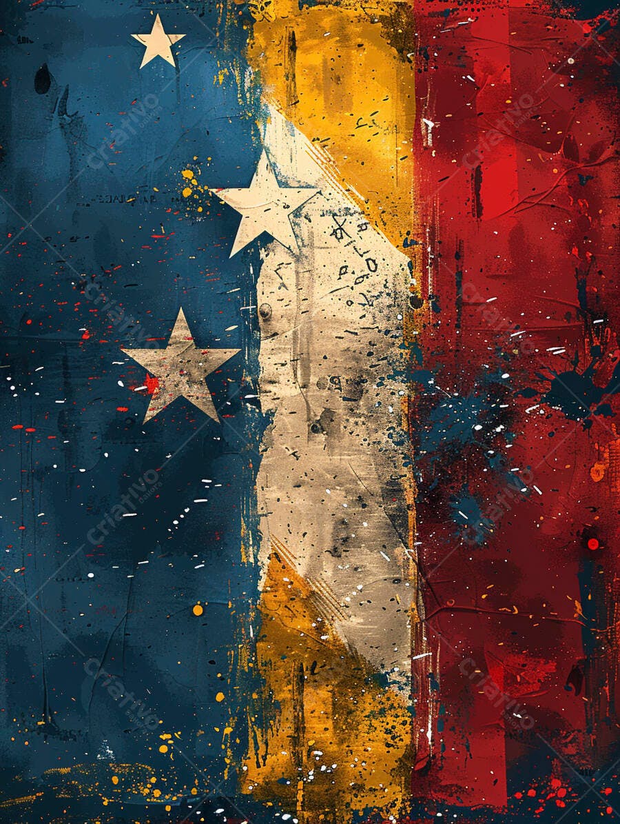 Arte abstrata cores bandeira Venezuela com estrelas textura grunge