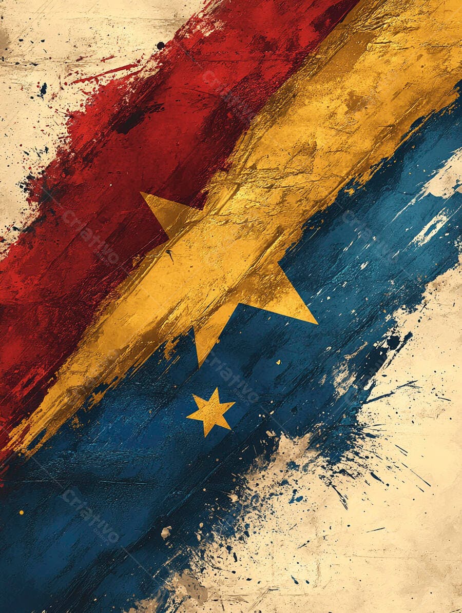 Fundo abstrato grunge com estrelas cores vermelho dourado e azul