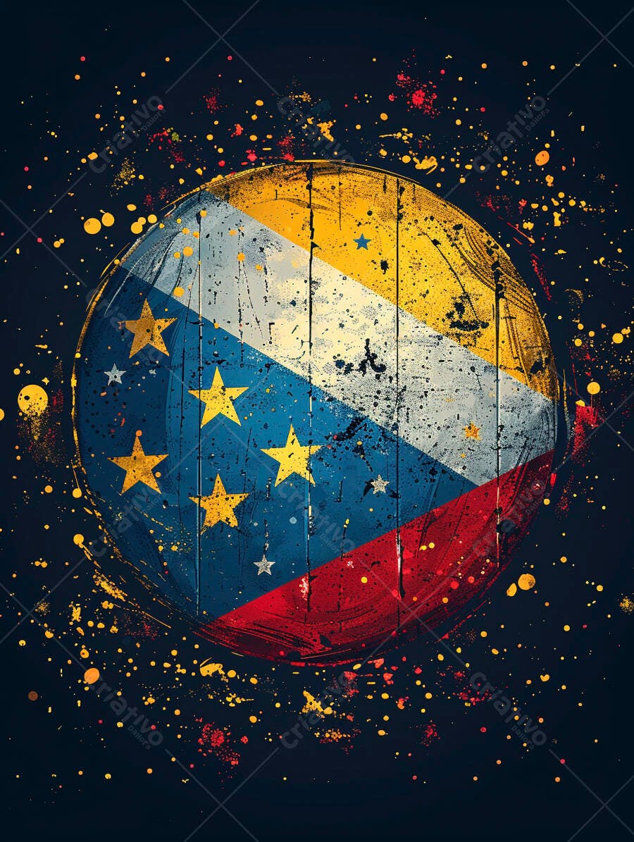 Bandeira da Venezuela estilo grunge com estrelas douradas